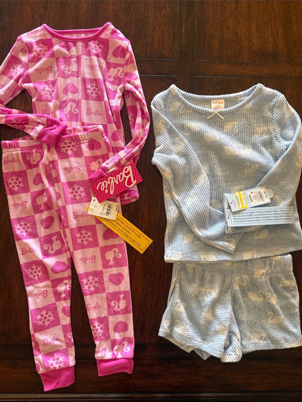 Barbie Pink & Light Blue Kids Pajama Sets - Two Styles, Size 4T